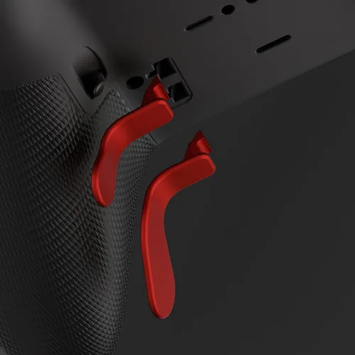 Vista 3 de eXtremeRate 4 pcs Metallic Scarlet Red Stainless Steel Paddles, Replacement Interchangeable Hair Trigger Locks for Xbox One Elite, Xbox Elite Series