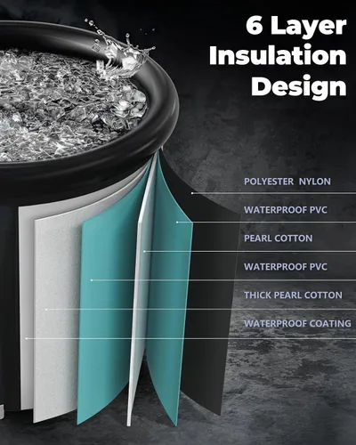 Vista 5 de XL - Bañera de hielo para atletas y adultos, bañera de hielo de 105 galones, bañera fría con cubierta para interiores y exteriores, bañera