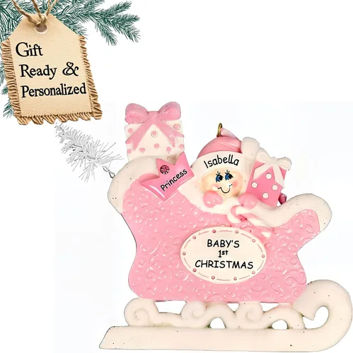 Vista 5 de Adorno 3D personalizado para la primera Navidad del bebé 2025 para niño Adorno de la primera Navidad del bebé 2025 Adornos de bebé para árbol