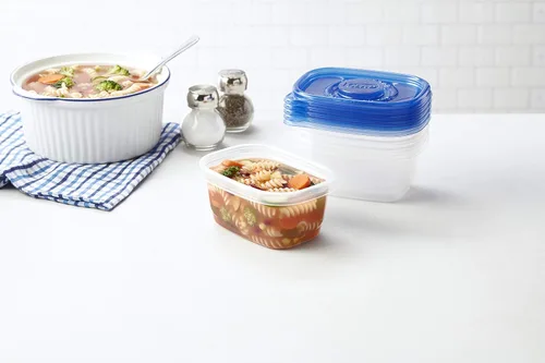 Vista 8 de GladWare Sopa y Ensalada para Uso Diario, Almacenamiento Rectangular Mediano, Estándar, 24 Onzas, Juego de 5