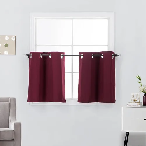 Vista 15 de Diamond Home Linens 2 paneles de cortinas opacas cortas con aislamiento térmico de 24 pulgadas de largo para oscurecer la habitación de la cocina
