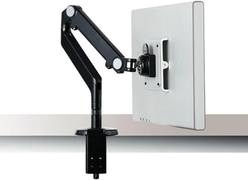 Vista 14 de Humanscale M2 M2CW1S Brazo articulado ajustable para monitor de computadora, abrazadera de dos piezas con base, aluminio pulido con ribete blanco