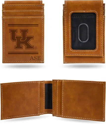Vista 20 de Rico Industries NCAA Arizona State Sun Devils Brown - Cartera de bolsillo frontal personalizada con grabado láser - Delgada/ligera - Gran artículo