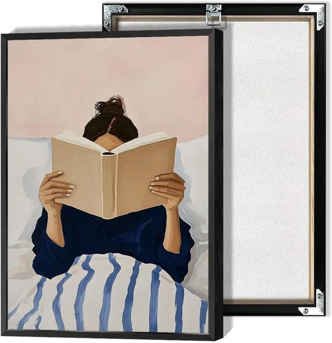 Vista 12 de Póster de libro de lectura de mujer vintage, verde esmeralda, arte de pared, abstracto, moderno, femenino, estético, impresiones, pintura para sala