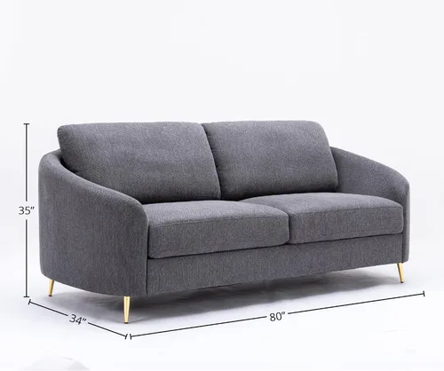 Vista 3 de Acme Muebles Yuina Sofá tapizado de tela y metal en gris y dorado