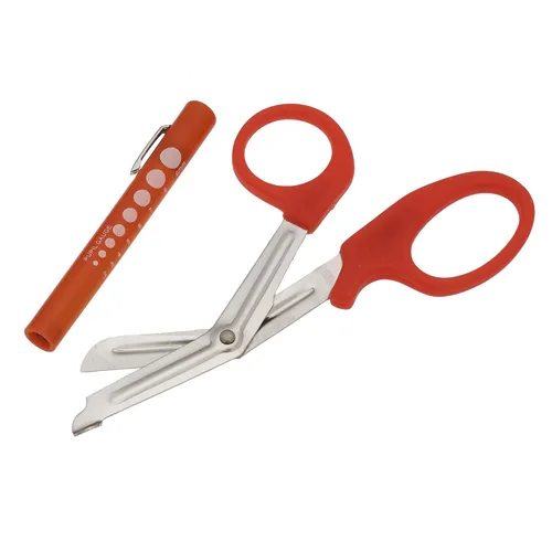 Vista 3 de SURGICAL ONLINE Juego de bolígrafos LED de calibre de pupila con tijeras de vendaje a juego para médico, enfermera, EMS, estudiantes de medicina