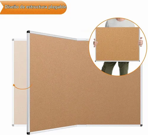 Vista 4 de VIZ-PRO Tablero de anuncios de corcho/tablón de anuncios plegable, 36 x 24 pulgadas, marco de aluminio plateado