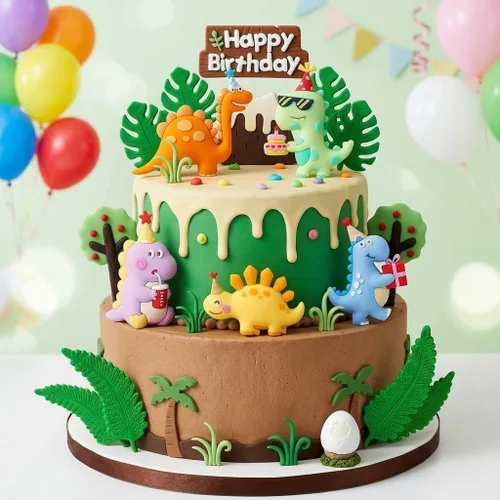 Vista 2 de Decoración de pastel de dinosaurio para tartas de cumpleaños