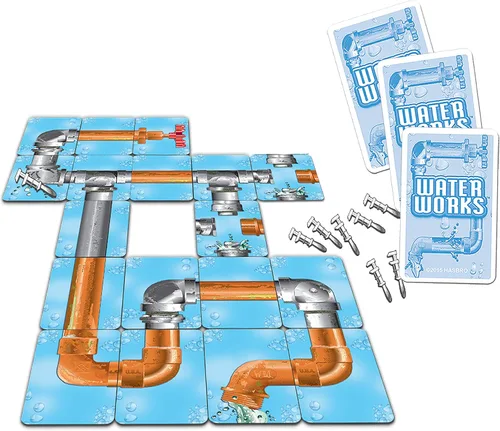 Vista 4 de Winning Moves Classic Waterworks, juego de cartas de tubería con fugas