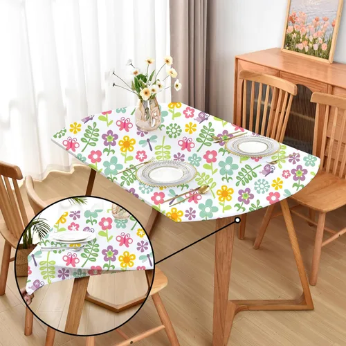 Vista 58 de Mantel ajustado blanco con elástico para mesas plegables de 48x48 pulgadas, manteles lavables y elásticos de elastano para mesas de cartas, manteles