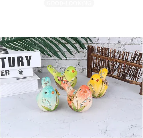 Vista 6 de Estatuas de pájaros de resina, figuras de pájaros pintadas a mano, estatua de pájaro, decoración de estante, escultura de animales divertidos