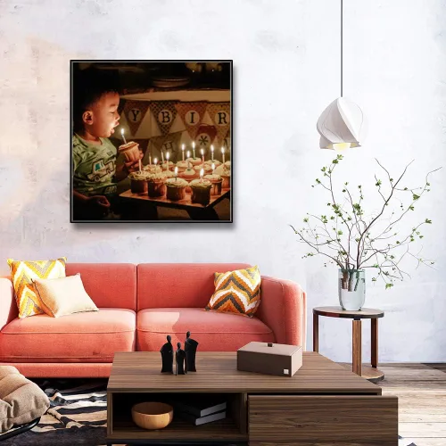 Vista 3 de SIGNFORD Lienzo enmarcado personalizado, arte de pared personalizado con fotos de fiesta de cumpleaños impresas digitalmente, 16 x 16 pulgadas