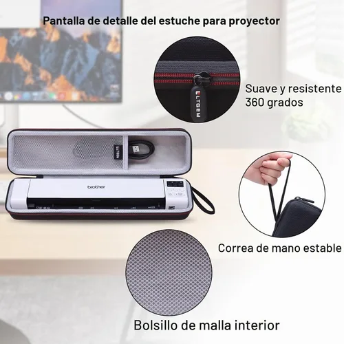 Vista 3 de LTGEM - Funda rígida para Brother DS-640 / DS-740D / DS-940DW / DS-720D e Itari & HP Small USB y Canon imageFORMULA P-208II escáner de documentos