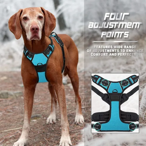 Vista 120 de BARKBAY - Arnés para perro sin tirones con clip frontal, material resistente y reflectante, asa de fácil control para pasear perros grandes