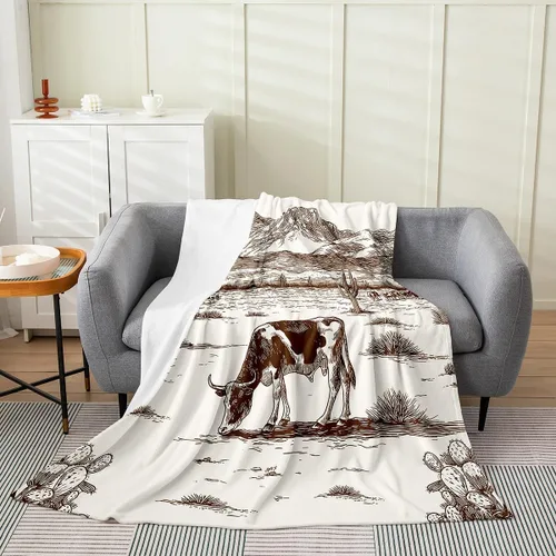 Vista 15 de Erosebridal Manta de vaquero occidental de 40 x 50 pulgadas, diseño del desierto americano del salvaje oeste americano, ilustración dibujada a mano