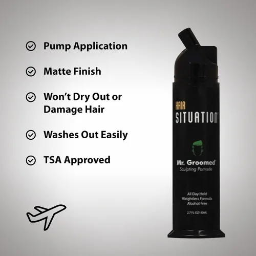 Vista 5 de Hair Situation Mr. Groomed - Pomada mate para hombres, fuerte sujeción durante todo el día, aspecto de acabado natural mate, cera de peinado