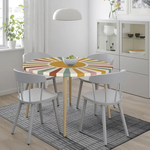 Vista 3 de Mantel elástico redondo bohemio con borde ajustable para mesa de 40 a 44 pulgadas de diámetro