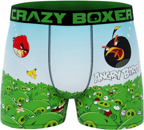 Vista 2 de CRAZYBOXER Ropa interior para hombre Angry Birds, ligera, cómoda, con cintura antideslizante (paquete de 2)