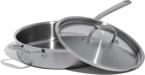 Vista 8 de Made In Utensilios de cocina - Sartén de acero inoxidable de 1.75 cuartos de galón - Revestimiento de acero inoxidable de 5 capas - Utensilios