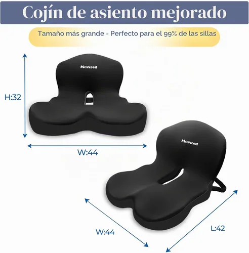 Vista 4 de Cojín de asiento de coche con almohada de apoyo lumbar, cojín de asiento Negro