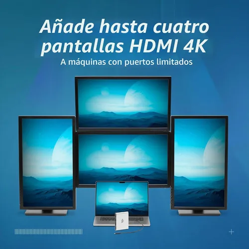 Vista 4 de OWC Adaptador de pantalla USB-C Quad HDMI 4K con DisplayLink