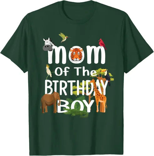 Vista 70 de Camiseta de fiesta de animales con temática de zoológico para niño de cumpleaños, Negro