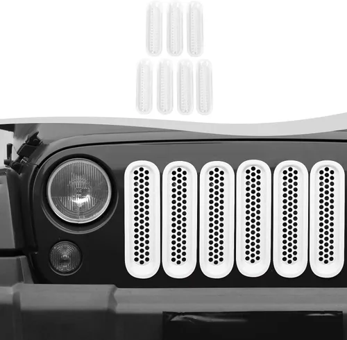 Vista 8 de Rejilla de malla con clip para Jeep Wrangler JK JKU 2007-2018 (negro mate)