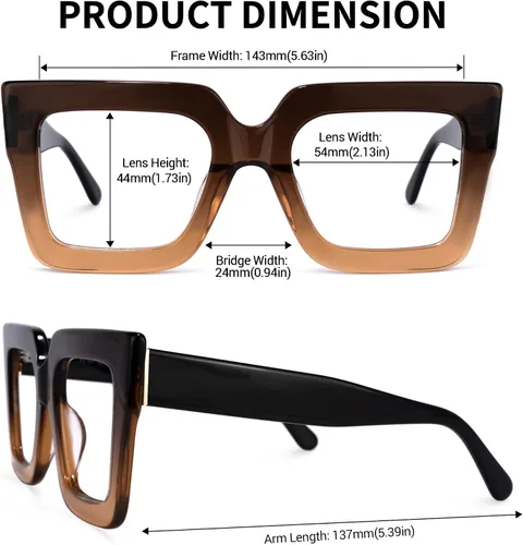 Vista 5 de Zeelool Elegantes gafas cuadradas de gran tamaño con bloqueo de luz azul para mujer, 100% protección UV400, Brandon VFP0306