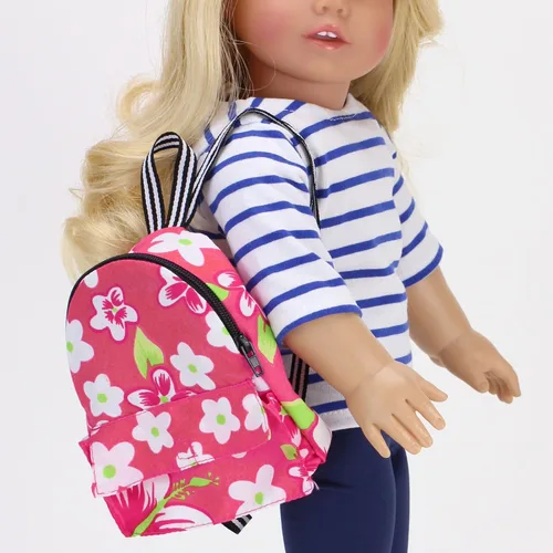 Vista 2 de Sophia's Mochila con cremallera y bolsillo frontal tamaño para muñecas de 18", Estampado floral, Estampado floral
