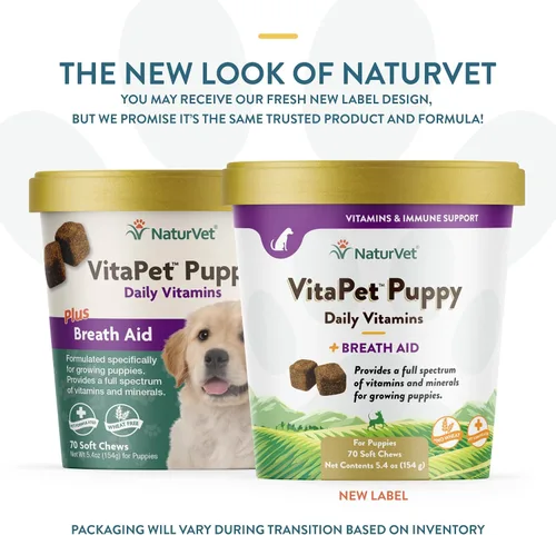 Vista 2 de NaturVet VitaPet Puppy Vitaminas diarias para perros - Además de ayuda para el aliento - Formulado específicamente para proporcionar a los cachorros