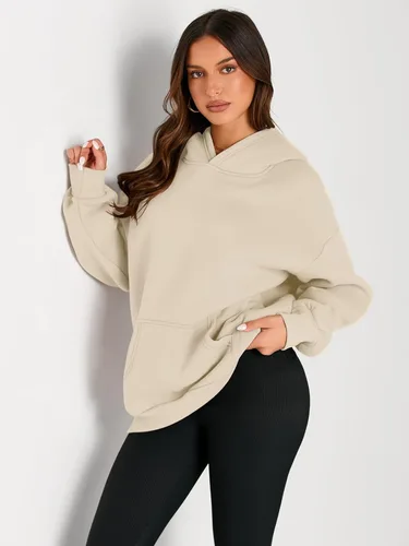 Vista 133 de Trendy Queen - Sudaderas extragrandes con capucha para mujer, suéteres de manga larga, sin botones, de vellón, de otoño, ropa de invierno