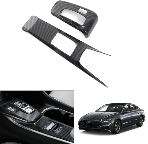 Vista 8 de Karltys Cubierta de panel de palanca de cambios para Dodge Challenger 2015-2024 2025+ + consola central de fibra de carbono, panel de palanca