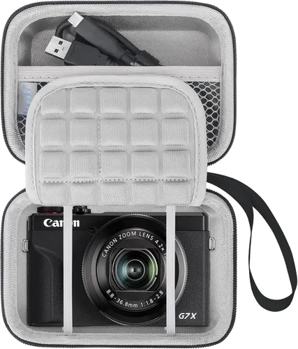 Vista 8 de Lacdo Funda para cámara Canon PowerShot G7 X Mark III/PowerShot G7 X Mark II 4K Vlogging Cámara de Vlogging, bolsa de transporte para cámara