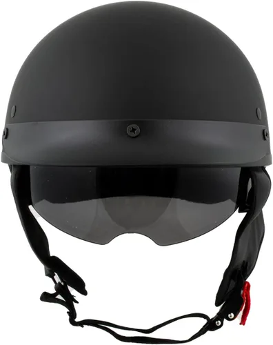 Vista 9 de Milwaukee Helmets MPH9718DOT - Casco de motocicleta de media cara negro mate 'Momentum' aprobado por puntos para hombres y mujeres, con visera
