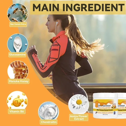 Vista 2 de Bee Venom - Crema para huesos musculares, acción rápida, calmante y eficaz ayuda para espalda, cuello, mano, pie, rodilla, músculo, hombro, tópico