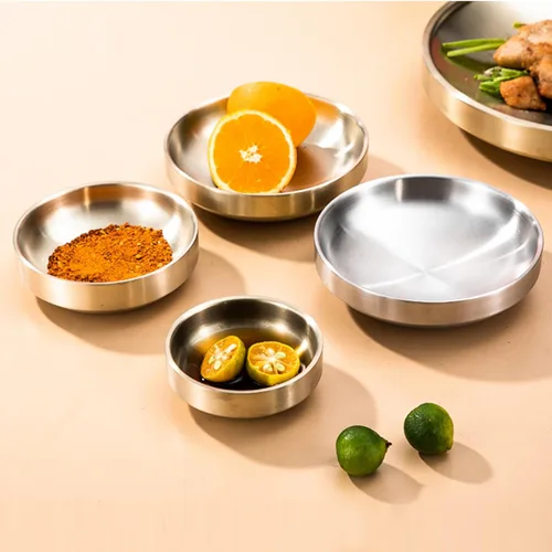 Vista 6 de Incauca Platos de salsa de soja de acero inoxidable de 3.5 pulgadas, mini cuencos de doble pared para chips y salsas, moldes de salsa, tazas