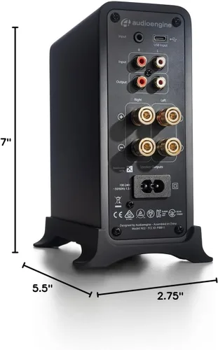 Vista 10 de Audioengine N22 - Amplificador estéreo de escritorio - Amplificador de potencia compacto para altavoces pasivos, audio de computadora y estéreo