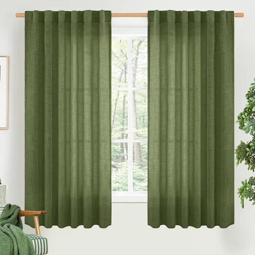 Vista 69 de BGment Cortinas cortas de lino marfil de 36 pulgadas de largo para ventanas de cocina, pequeñas cortinas texturizadas rústicas para café sobre