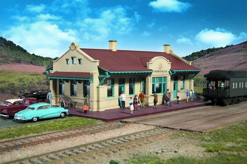 Vista 8 de Walthers Cornerstone Tren de depósito estilo misión ladrillo