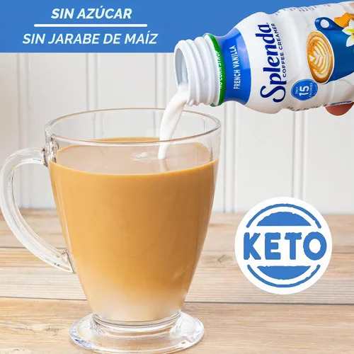 Vista 5 de SPLENDA Crema de café de vainilla francesa baja en calorías, sin azúcar, botella de 8 onzas líquidas