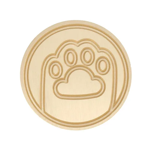 Vista 2 de Yoption - Sello de cera de pata de gato, sello de sellado de mango de madera vintage con cabeza de latón para invitaciones de boda Brass Wax Stamp