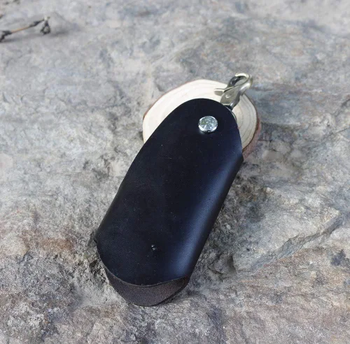 Vista 6 de Mejora la seguridad para evitar que se caiga de cuero genuino para llaves de puerta de coche, protector de llaves