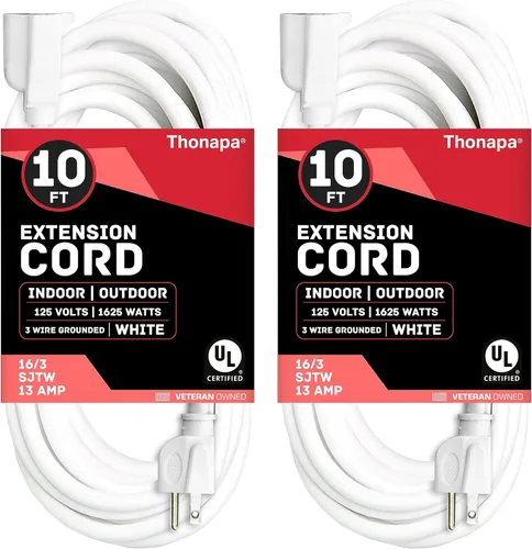 Vista 14 de Thonapa Cable de extensión de 6 pies para exteriores e interiores, 16/3 SJTW resistente a la intemperie, resistente al agua, cable eléctrico blanco