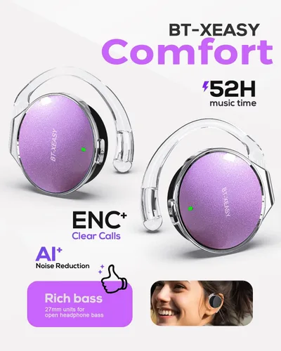 Vista 5 de Micool Auriculares de oreja abierta Bluetooth 5.4, auriculares deportivos inalámbricos con cancelación de ruido en forma de gota de agua