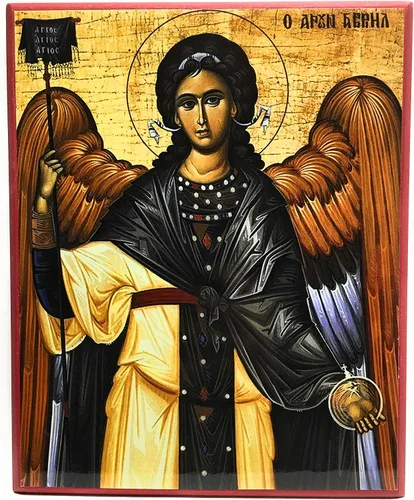 Vista 6 de Icono cristiano ortodoxo griego de madera San Arcángel Gabriel (4.5" x 6.5")