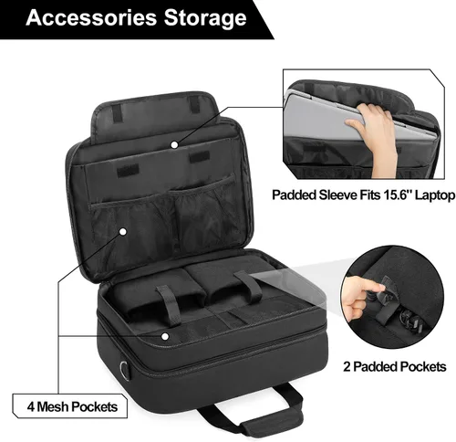 Vista 3 de Funda para impresora compatible con HP Tango/Tango X, OfficeJet 200/250 Wireless Mobile Printer Travel Bag, Luggage & Shoulder Strap, Padded