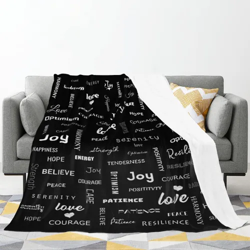 Vista 2 de Manta curativa, manta de regalo para mujeres y hombres, cálido regalo inspirador, manta de forro polar suave con energía positiva, comodidad, amor