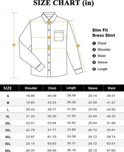 Vista 6 de DEMEANOR Camisas de vestir para hombre, manga larga, ajustadas, camisas de vestir para hombre, camisas formales de negocios, grandes y altas