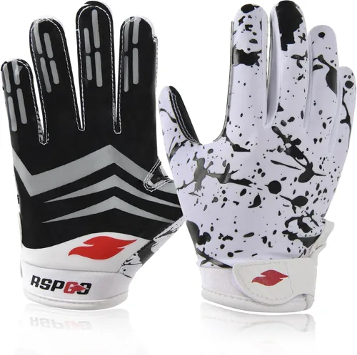 Vista 12 de Guantes de fútbol para niños, guantes de receptor ancho de silicona con agarre mejorado para jóvenes