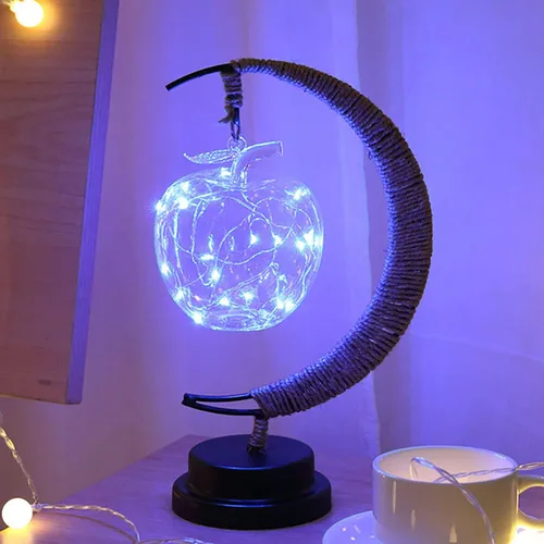 Vista 3 de Lámpara LED decorativa de mesa, luz de luna mágica 3D, luz de noche de hierro forjado, decoración del hogar, regalo de cumpleaños, fuente